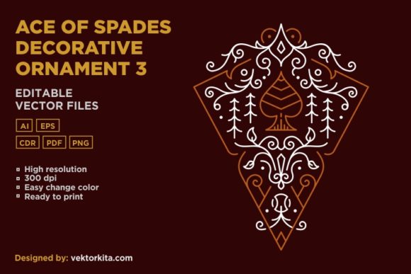 Ace of Spades Decorative Ornament 3: A Versatile Design for Creative and Commercial Applications