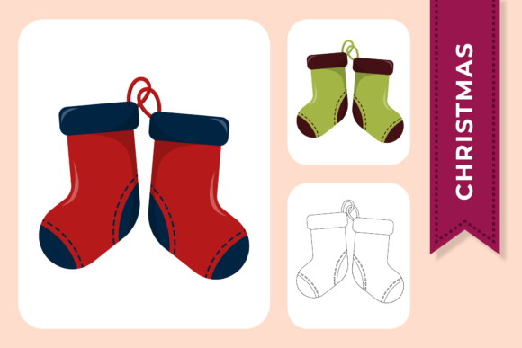 Christmas Socks Cute Decorative Design: A Festive Touch for Creative Projects