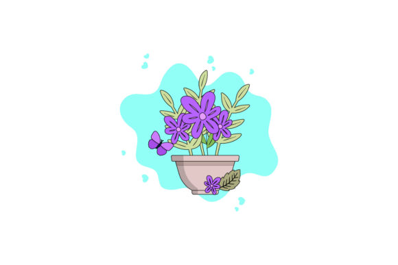Decorative Flower Pot Cloud Design: A Versatile Digital Asset for Creative Projects