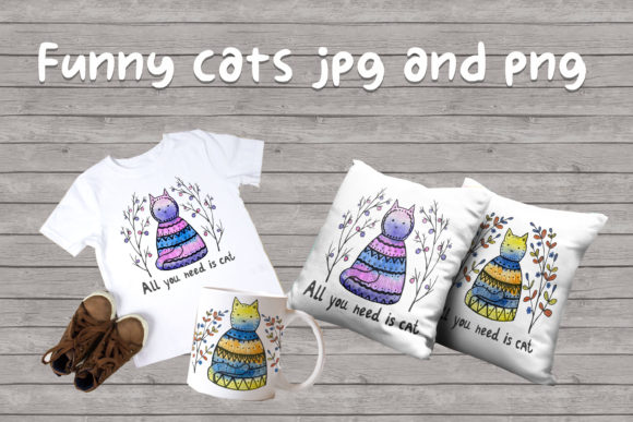 Decorative Watercolor Funny Kitties