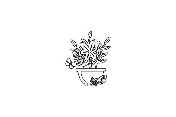 Exploring the Versatility of Flowers Decorative Flower Pot Outline in Design Projects