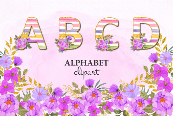 Floral Decorative Alphabet with Golden: A Versatile Tool for Creative Designers