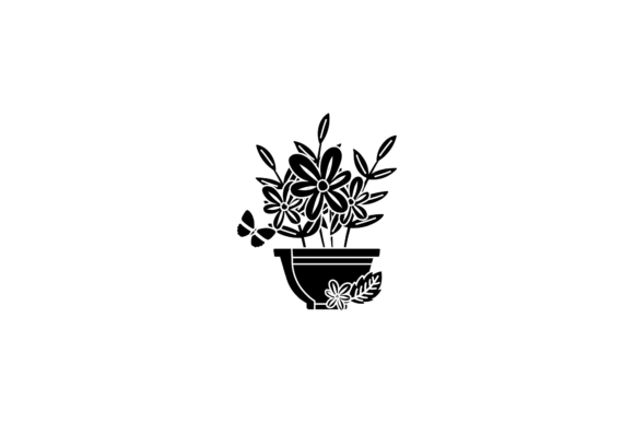Flowers Decorative Flower Pot Silhouette: A Versatile Design for Creative and Commercial Use