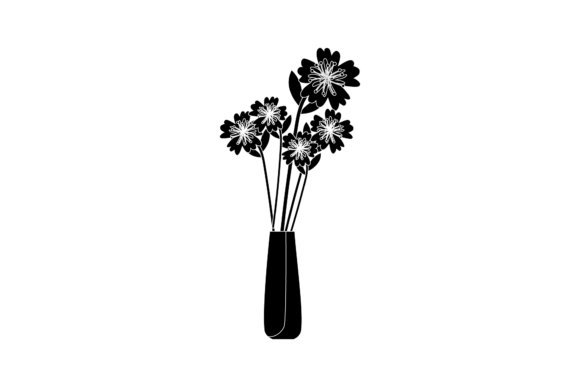 Flowers Decorative in Vase Black Color